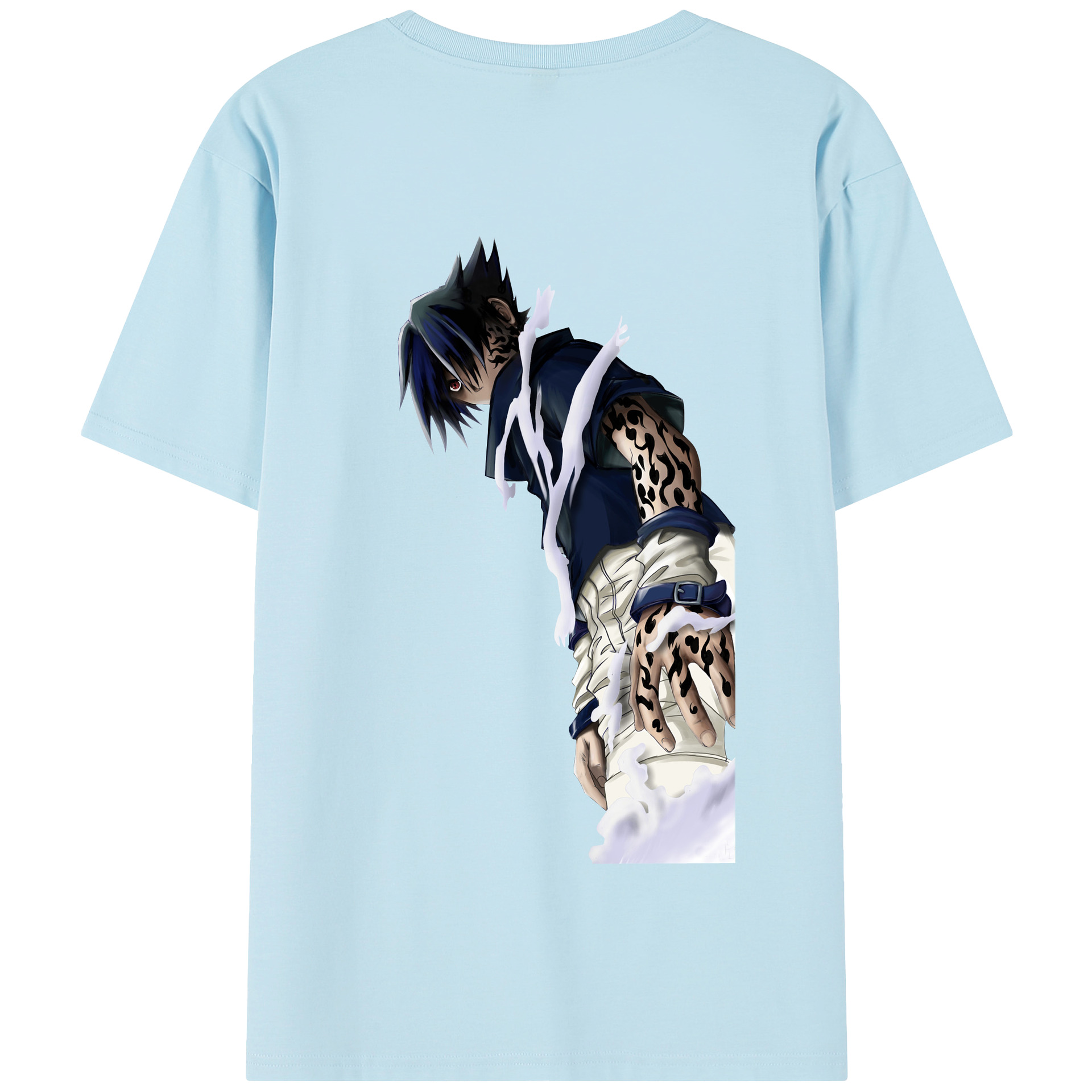 （画像用） NARUTO -ナルト- うちは サスケ Uchiha Sasuke 綿100％半袖Tシャツ（背面プリント）